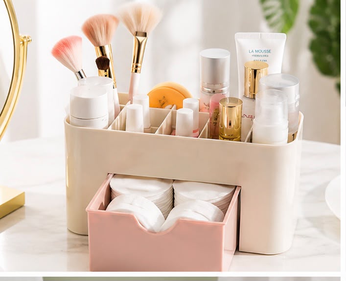 Plastic Cosmetic Organiser with Drawer – Makeup & Beauty Storage Box