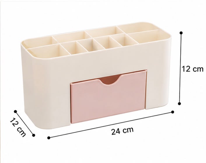 Plastic Cosmetic Organiser with Drawer – Makeup & Beauty Storage Box