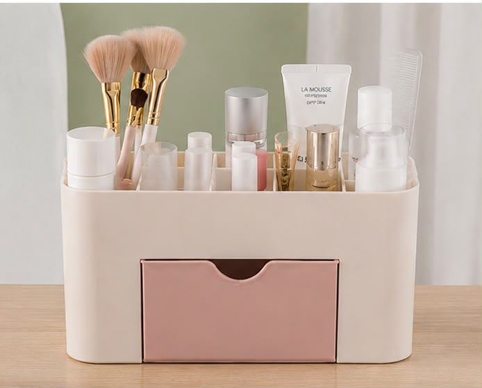 Plastic Cosmetic Organiser with Drawer – Makeup & Beauty Storage Box
