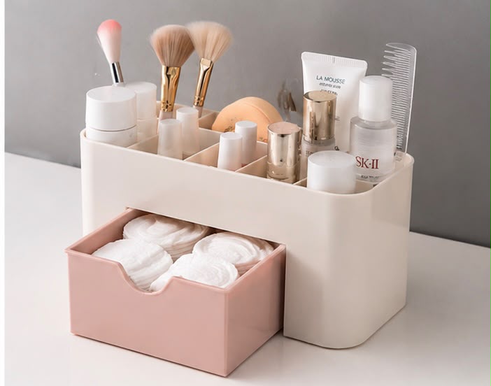 Plastic Cosmetic Organiser with Drawer – Makeup & Beauty Storage Box
